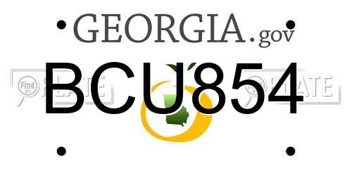 BCU854 Georgia License Plate