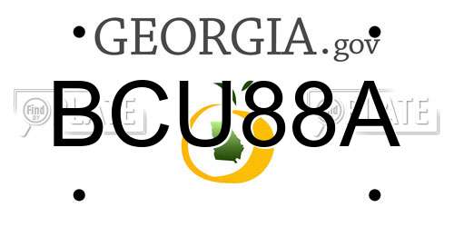 BCU88A Georgia License Plate