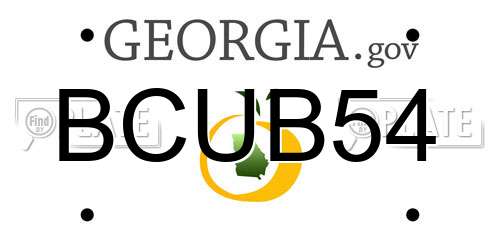 BCUB54 Georgia License Plate