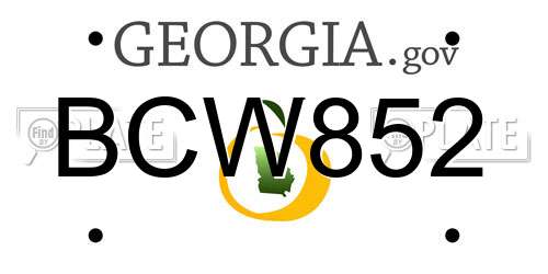 BCW852 Georgia License Plate