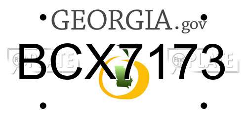 BCX7173 Georgia License Plate