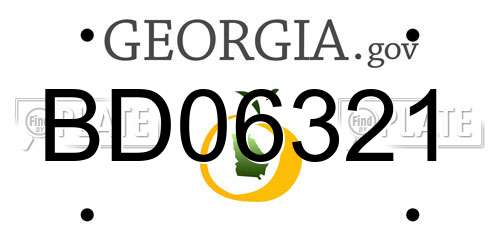 BD06321 Georgia License Plate