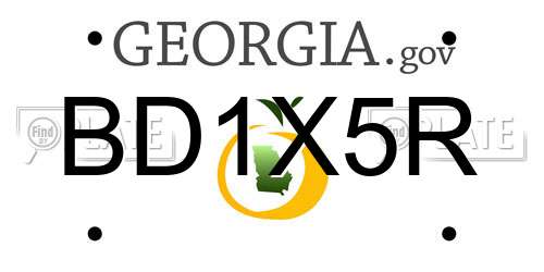 BD1X5R Georgia License Plate