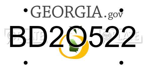 BD2O522 Georgia License Plate