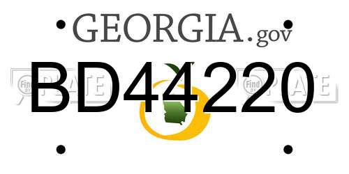 BD44220 Georgia License Plate