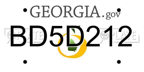 BD5D212 Georgia License Plate