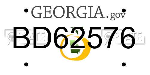 BD62576 Georgia License Plate