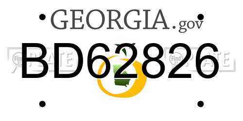 BD62826 Georgia License Plate