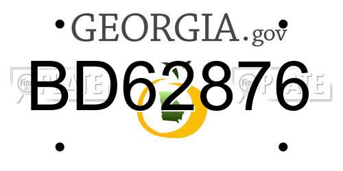 BD62876 Georgia License Plate