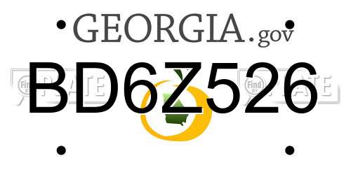 BD6Z526 Georgia License Plate