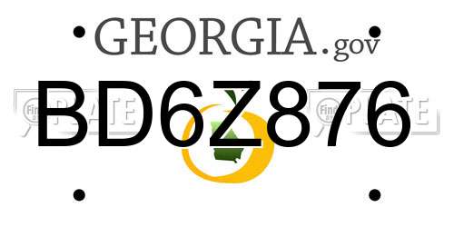 BD6Z876 Georgia License Plate