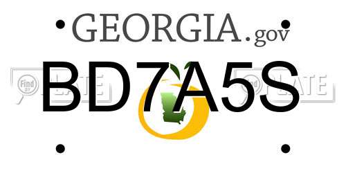 BD7A5S Georgia License Plate