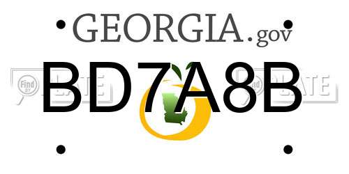 BD7A8B Georgia License Plate