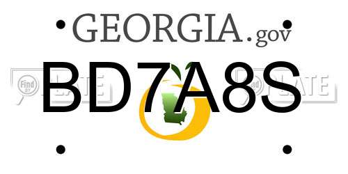 BD7A8S Georgia License Plate