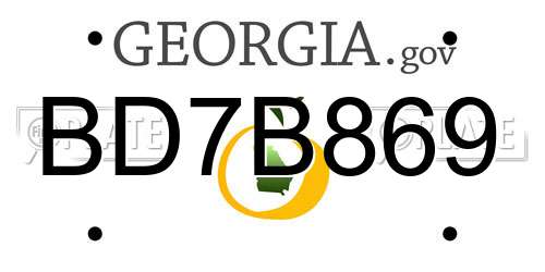 BD7B869 Georgia License Plate