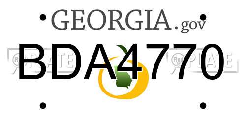 BDA4770 Georgia License Plate