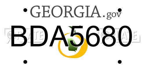 BDA5680 Georgia License Plate