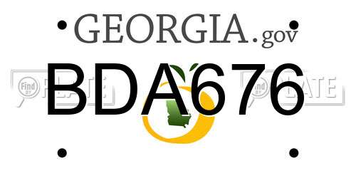 BDA676 Georgia License Plate