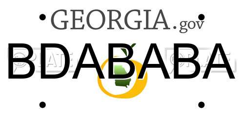 BDABABA Georgia License Plate
