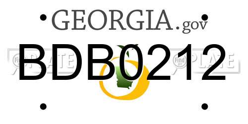BDB0212 Georgia License Plate