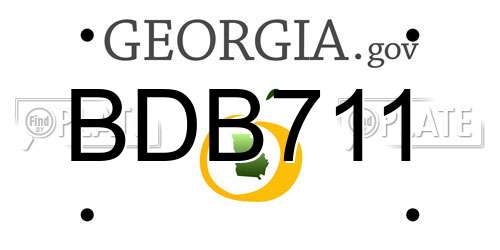 BDB711 Georgia License Plate
