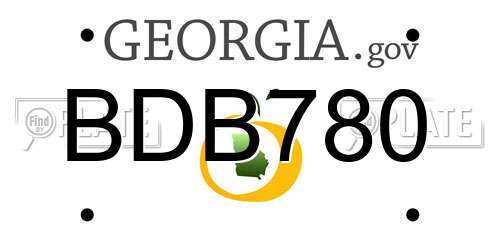BDB780 Georgia License Plate