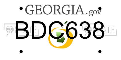 BDC638 Georgia License Plate