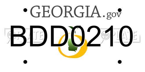 BDD0210 Georgia License Plate