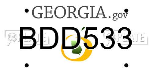 BDD533 Georgia License Plate