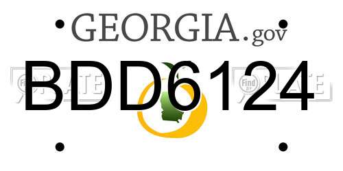 BDD6124 Georgia License Plate