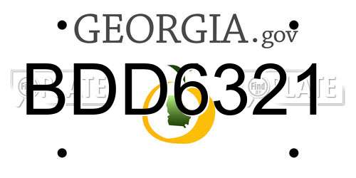 BDD6321 Georgia License Plate