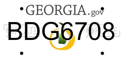BDG6708 Georgia License Plate
