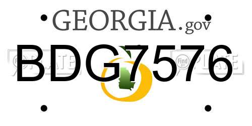 BDG7576 Georgia License Plate