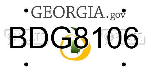 BDG8106 Georgia License Plate