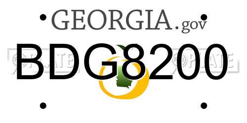 BDG8200 Georgia License Plate