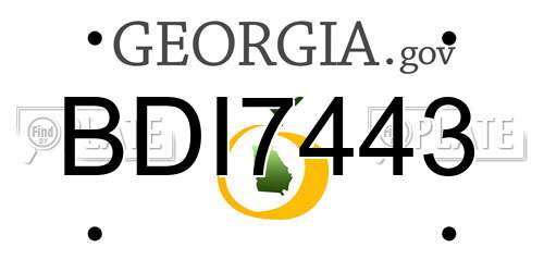 BDI7443 Georgia License Plate