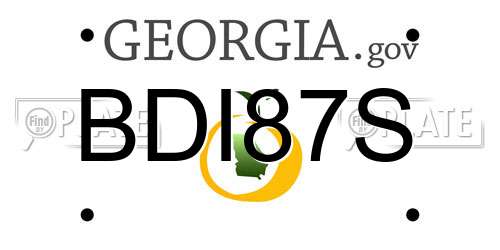 BDI87S Georgia License Plate