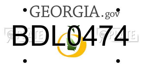 BDL0474 Georgia License Plate