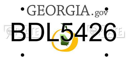 BDL5426 Georgia License Plate