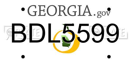 BDL5599 Georgia License Plate