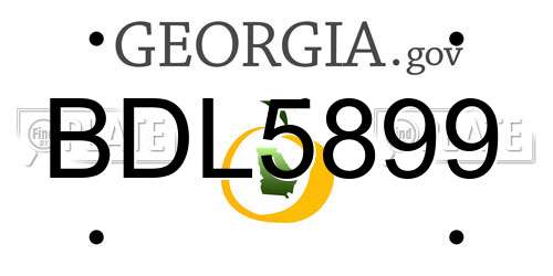 BDL5899 Georgia License Plate