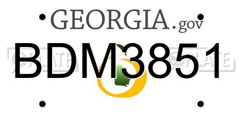 BDM3851 Georgia License Plate