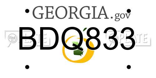 BDQ833 Georgia License Plate