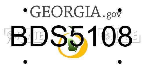 BDS5108 Georgia License Plate