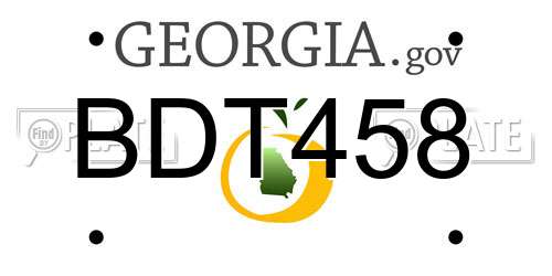 BDT458 Georgia License Plate