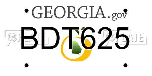 BDT625 Georgia License Plate