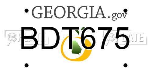 BDT675 Georgia License Plate