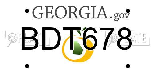 BDT678 Georgia License Plate