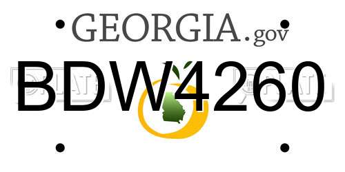 BDW4260 Georgia License Plate