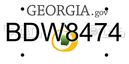 BDW8474 Georgia License Plate